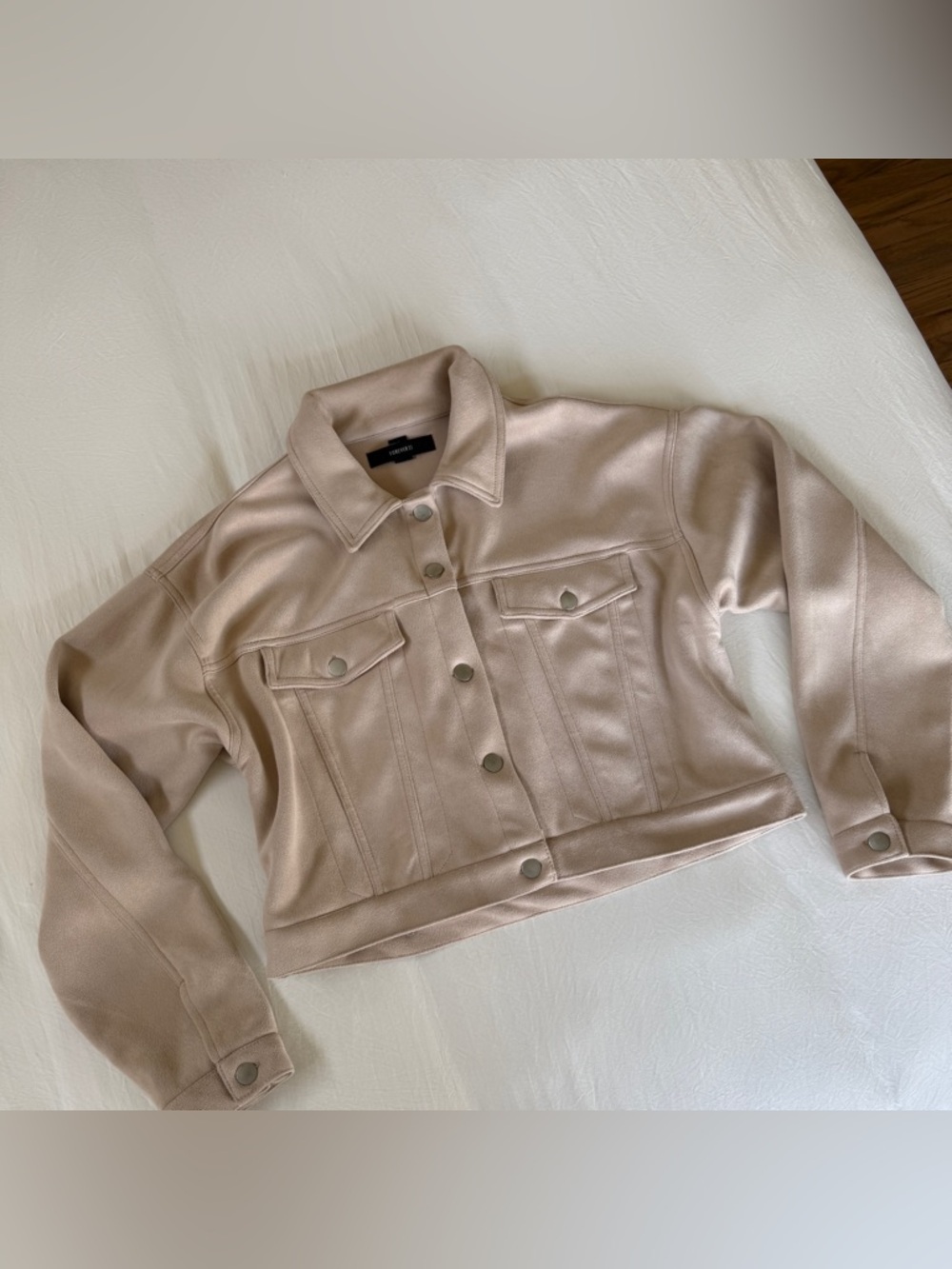 Soft Faux Suede Jacket in Cream